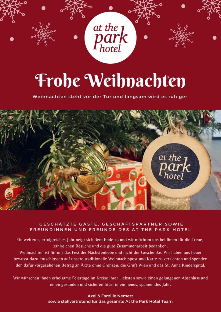 Weihnachtsgrüße vom At the Park Hotel & Betriebsurlaub